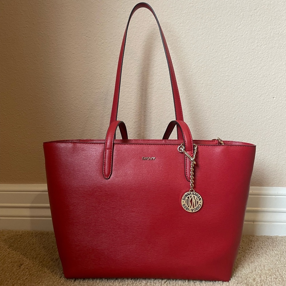 DKNY Bryant Red Zippered Tote Bag Like New